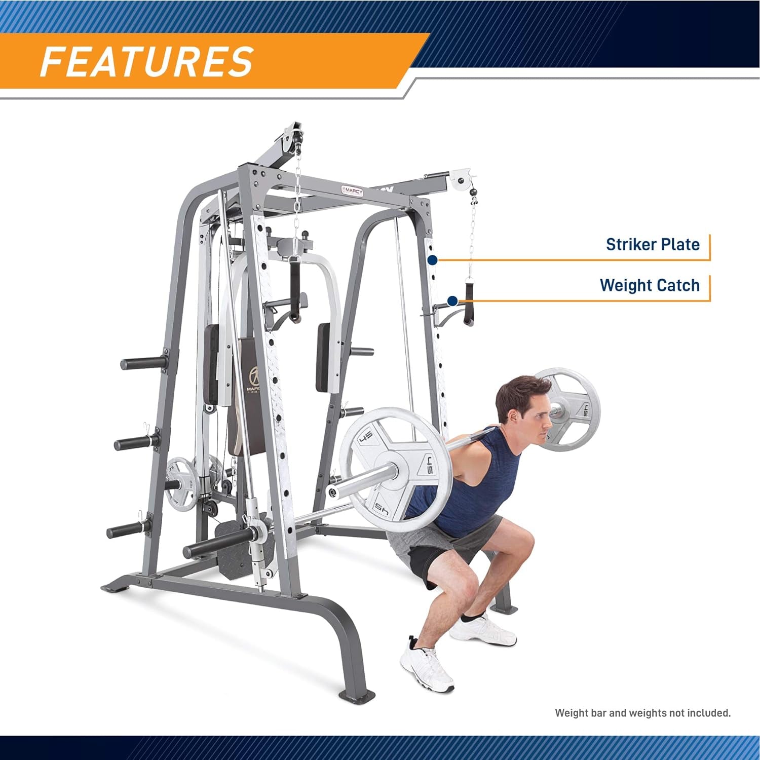 Smith Cage Full Body Strength Training Home Gym System with Leg Developer, Press Bar, PEC Deck, and Squat Rack