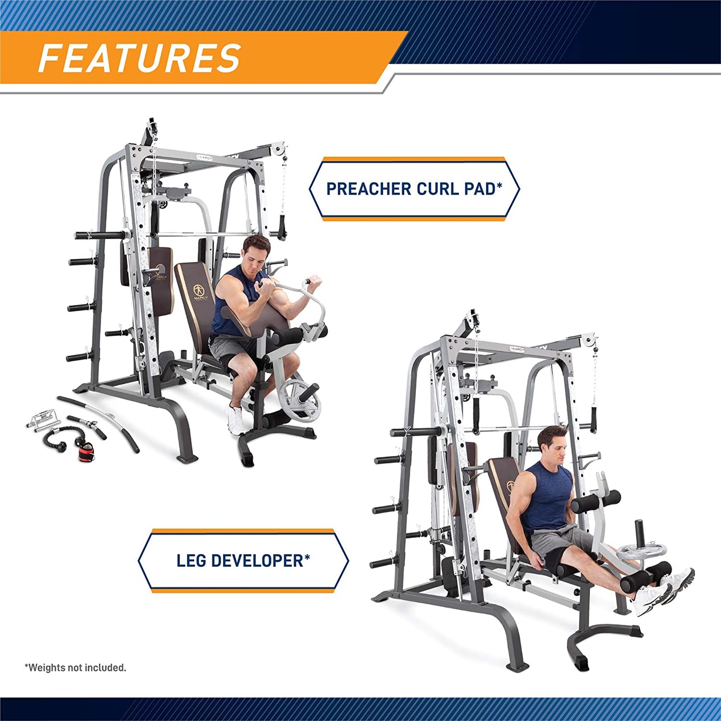 Smith Cage Full Body Strength Training Home Gym System with Leg Developer, Press Bar, PEC Deck, and Squat Rack